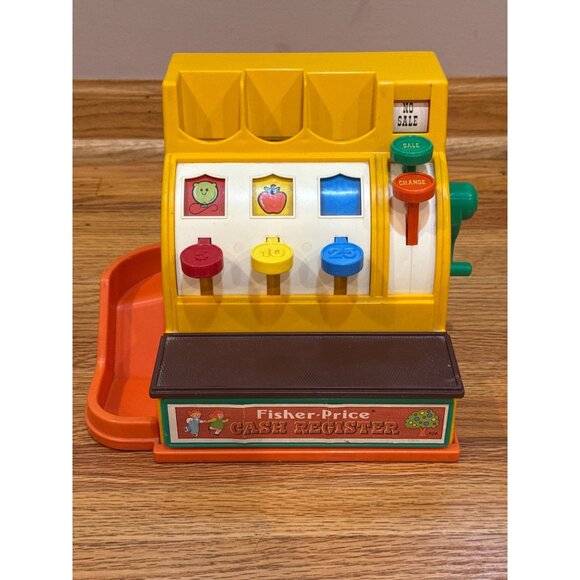 Vintage Fisher-Price Register Toy With Coins 1974 Yellow Red Blue - Picture 1 of 7